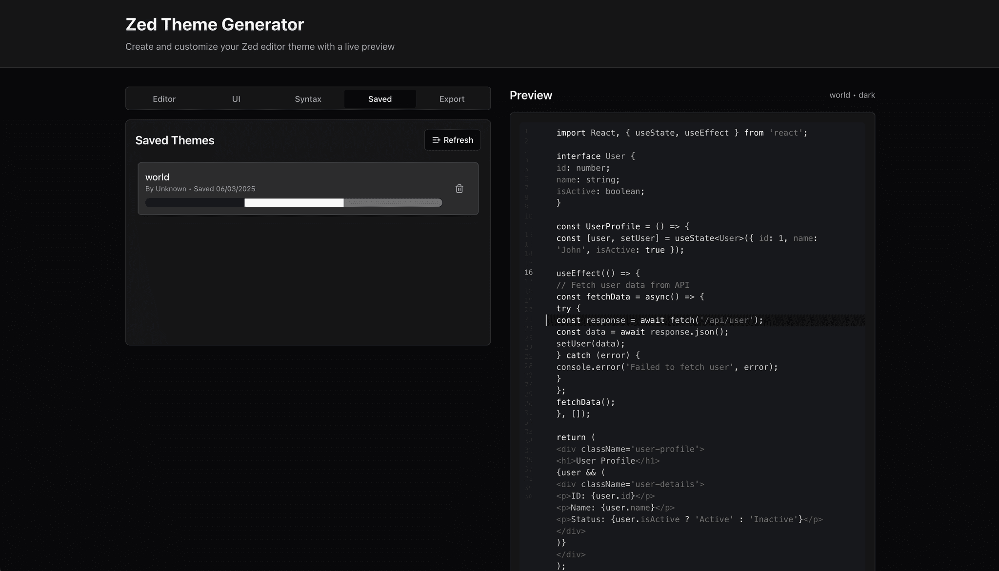 Zed theme editor